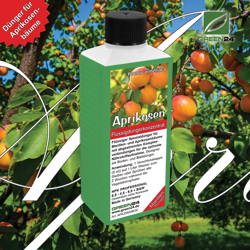 Aprikosen Dünger – HIGH-TECH NPK Flüssigdünger für Prunus armeniaca, Marille & Aprikosenbaum – Perfekt für reiche Ernte & süße Früchte – Made in Germany