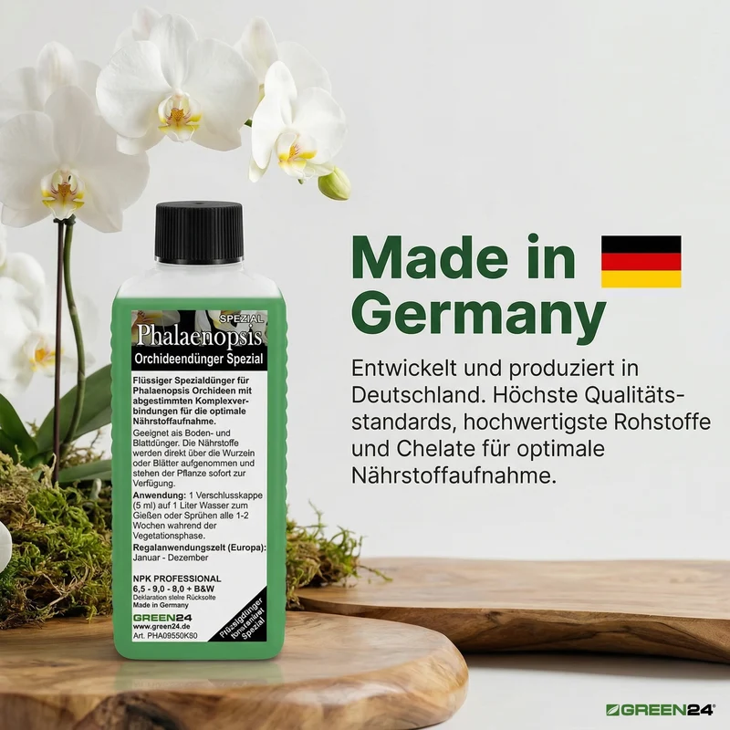 Phalaenopsis Dünger 250ml – Spezialdünger für Schmetterlingsorchideen | Maximiert Blütengröße & -Anzahl | Fördert neue Blütenrispen