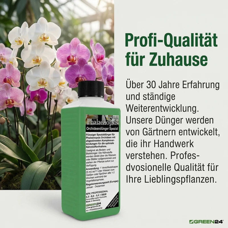 Phalaenopsis Dünger 250ml – Spezialdünger für Schmetterlingsorchideen | Maximiert Blütengröße & -Anzahl | Fördert neue Blütenrispen
