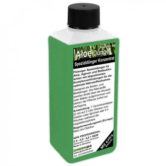 Aloe & Agaven Dünger 250 ml – kaliumbetonter Spezialdünger für kompakte, feste Blätter