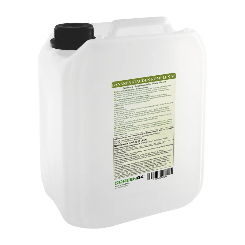 Bananenstauden-Komplex AF- 5 Liter anwendungsfertiger kalkfreier Spezialdünger für Bananen, Strelitzien & andere Tropenpflanzen. Hoher Stickstoffanteil für massives Blattwachstum