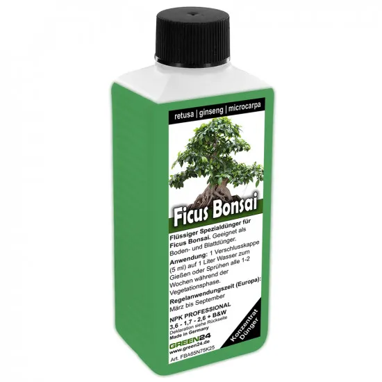 Ficus Ginseng Bonsai Dünger – 250ml Spezialdünger für tropische Zimmerbonsais | Fördert charakteristische Luftwurzeln & Stammverdickung | Optimal für Ficus microcarpa