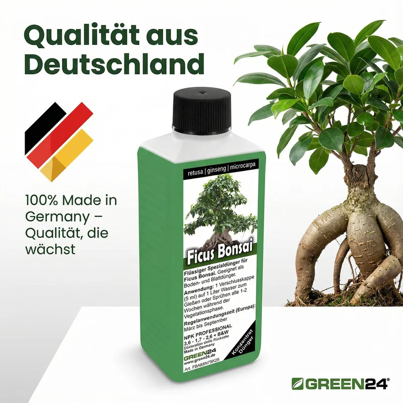 Ficus Ginseng Bonsai Dünger – 250ml Spezialdünger für tropische Zimmerbonsais | Fördert charakteristische Luftwurzeln & Stammverdickung | Optimal für Ficus microcarpa