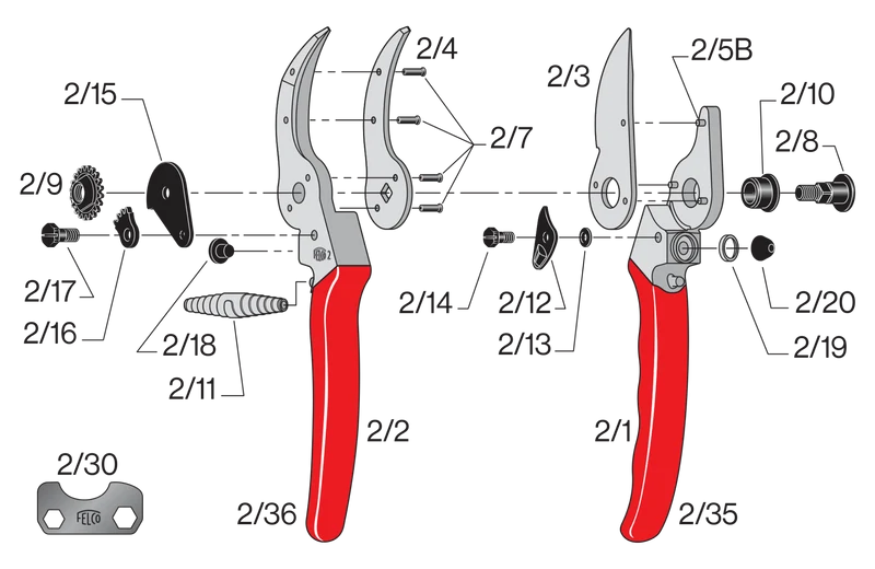 FELCO 2 Bypass-Gartenschere für große Hände