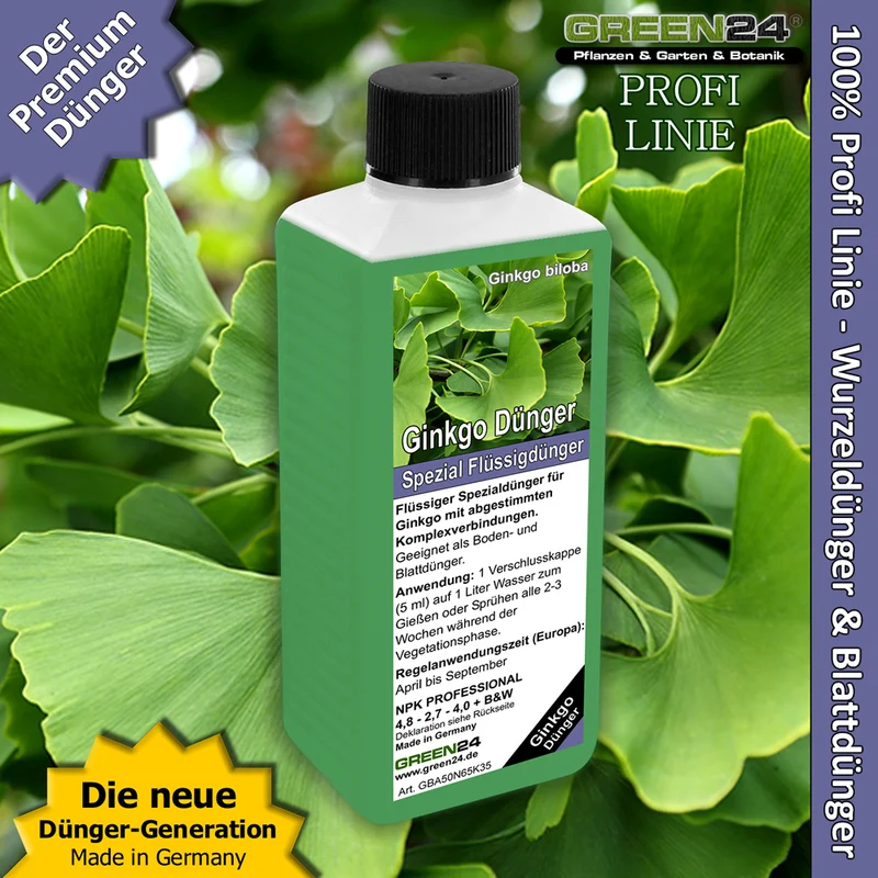 Ginkgo-Dünger 250ml | Premium Flüssigdünger für Ginkgo biloba & Fächerblattbaum | NPK-Volldünger mit Spurenelementen für kräftiges Wachstum