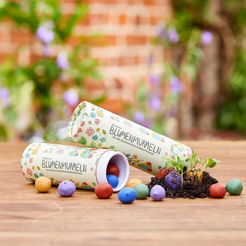 Saatgut | Blumenmurmeln in Dose 'Bunte Seedbombs' 25 Stück