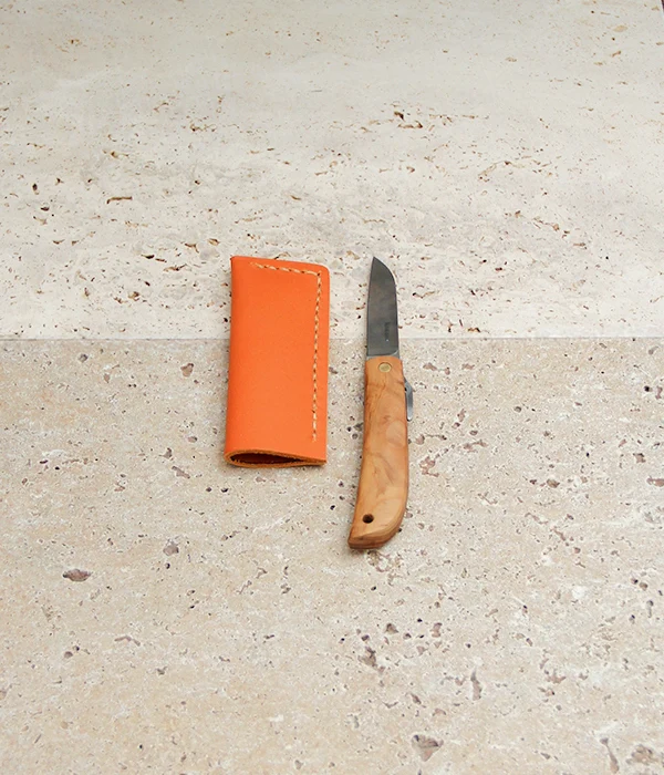 Niwaki | 'Kotoh X Niwaki Knife' Taschenmesser mit Schutzhülle aus Leder 5.8 cm Klingenlänge