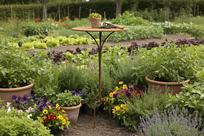 Gartenstecktisch | stabil und massiv Metall Deko-Tisch Tischplatte Ø 41 cm