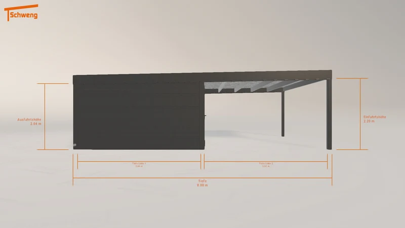 #DE Schweng Flachdachcarport C600 (ID 85dm27)