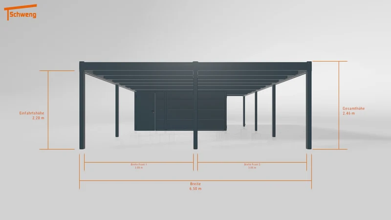 #DE Schweng Flachdachcarport C600 (ID ygj243)