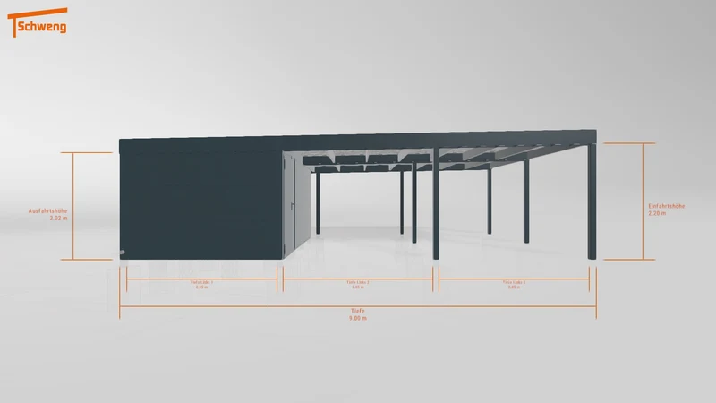 #DE Schweng Flachdachcarport C600 (ID ygj243)