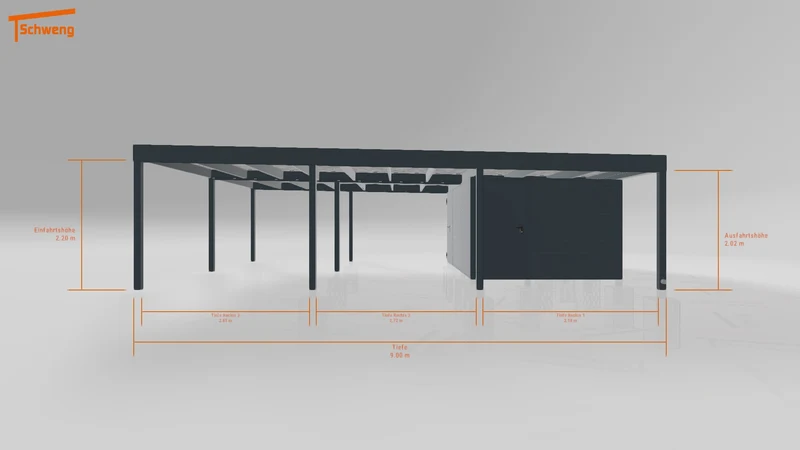 #DE Schweng Flachdachcarport C600 (ID ygj243)