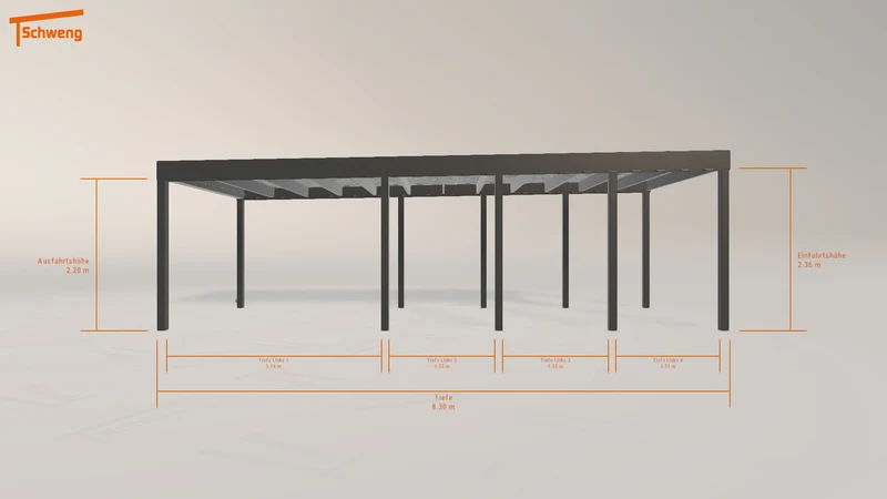 #DE Schweng Flachdachcarport C600+ (ID 33wx85)