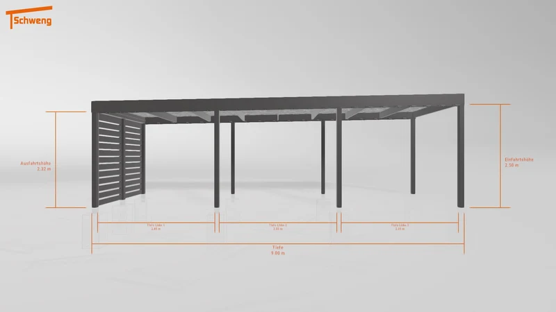 #DE Schweng Flachdachcarport C600 (ID mj2p53)