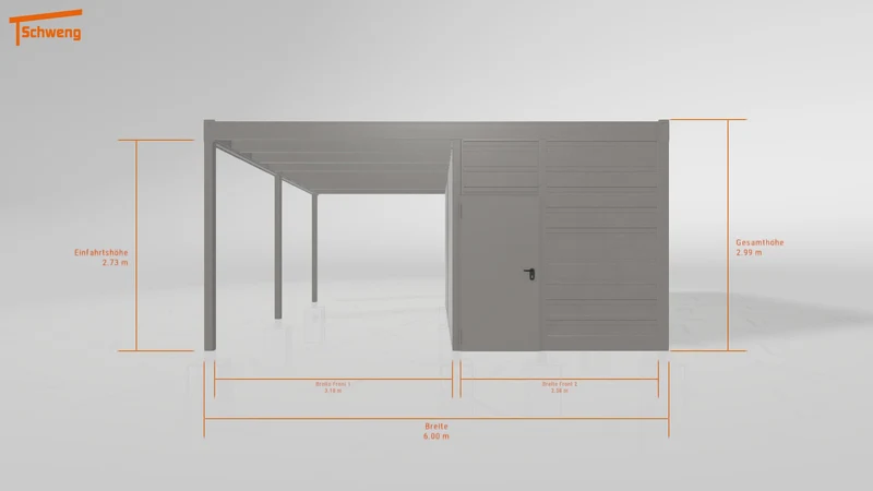 #DE Schweng Flachdachcarport C600+ (ID 42wxx5)