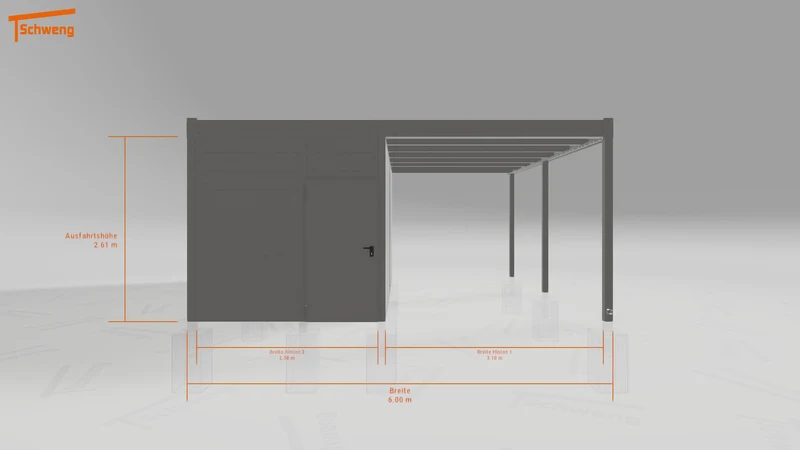 #DE Schweng Flachdachcarport C600+ (ID 42wxx5)