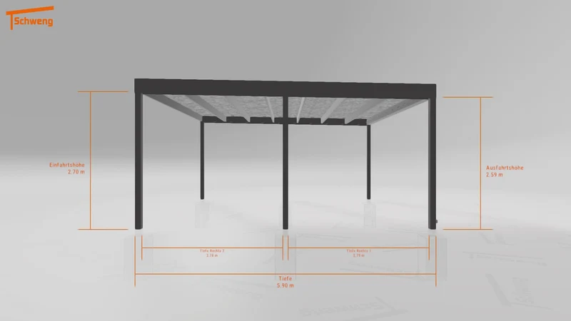 #DE Schweng Flachdachcarport C600 (ID v472d3)