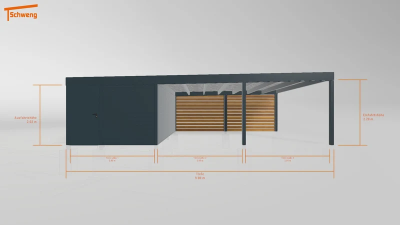 #DE Schweng Flachdachcarport C600+ (ID 2q8dn9)