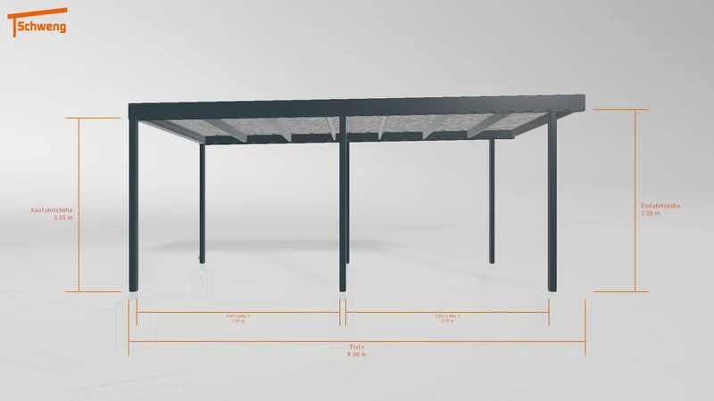 #DE Schweng Flachdachcarport C600 (ID g7574d)