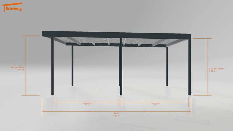 #DE Schweng Flachdachcarport C600 (ID g7574d)