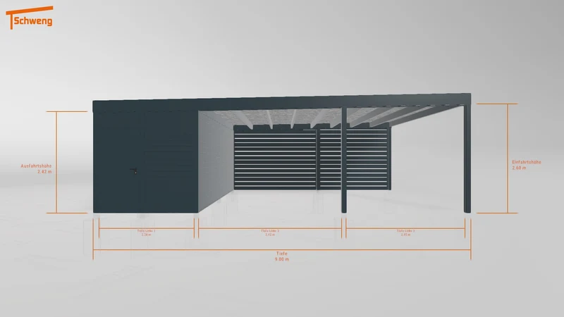 #DE Schweng Flachdachcarport C600+ (ID yg7528)