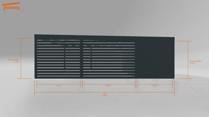 #DE Schweng Flachdachcarport C600+ (ID yg7528)