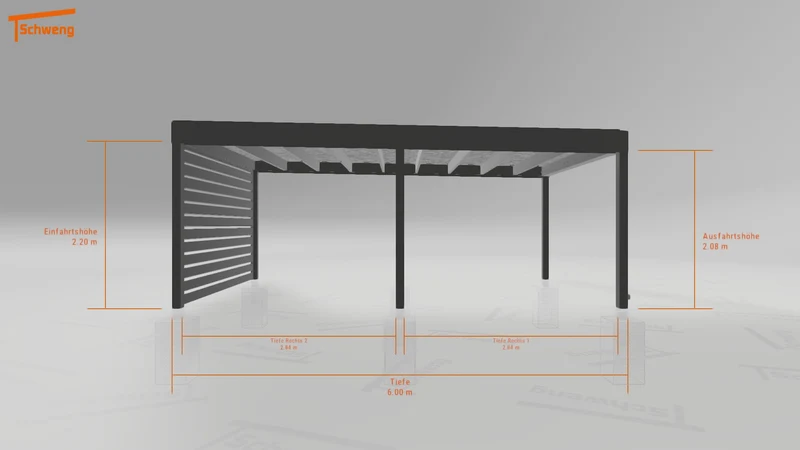 #DE Schweng Flachdachcarport C600+ (ID v4959r)