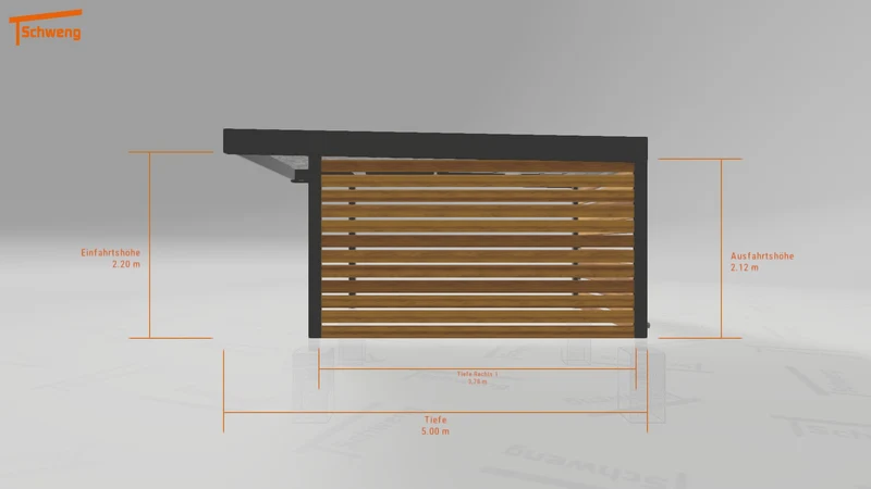 #DE Schweng Flachdachcarport C600 (ID 33prkz)