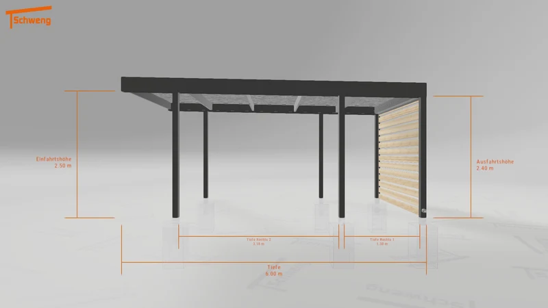 #DE Schweng Flachdachcarport C600 (ID w3y23w)