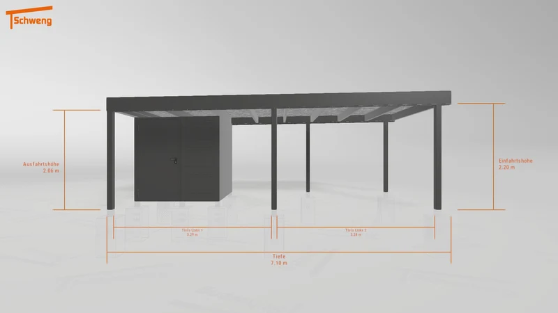 #DE Schweng Flachdachcarport C600+ (ID w3yqgj)