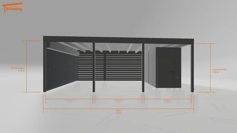 #DE Schweng Flachdachcarport C600+ (ID pbq232)