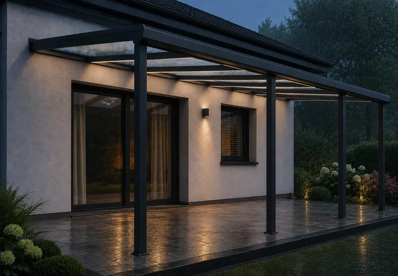 Terrassenüberdachung Polycarbonat, 4,06 m x 3,50 m - ohne Montage