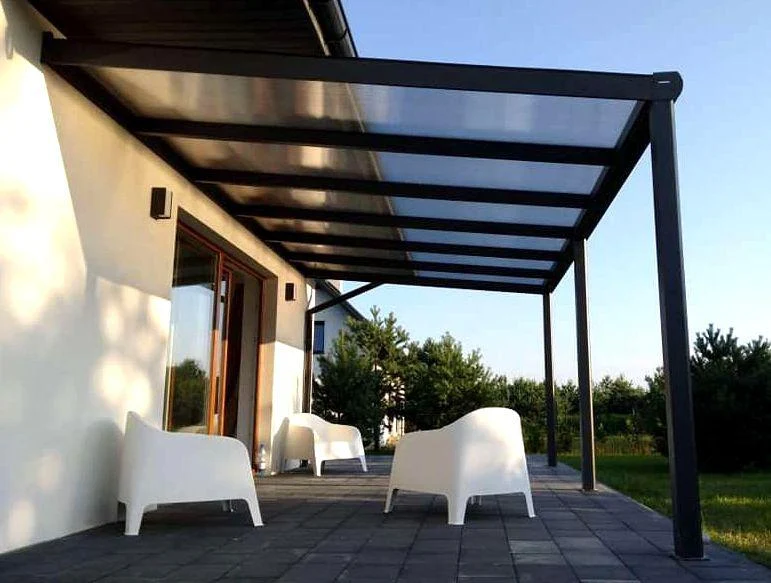 Terrassenüberdachung Polycarbonat, 7,06 m x 4,00 m - ohne Montage