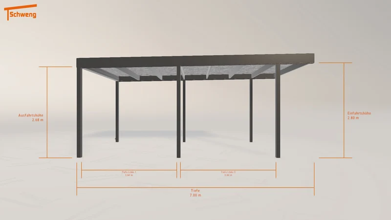 #DE Schweng Flachdachcarport C600 (ID 42g7k8)