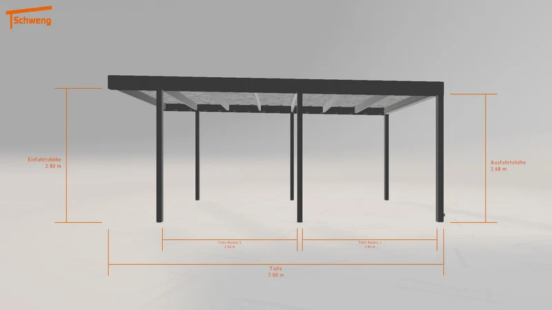 #DE Schweng Flachdachcarport C600 (ID 42g7k8)