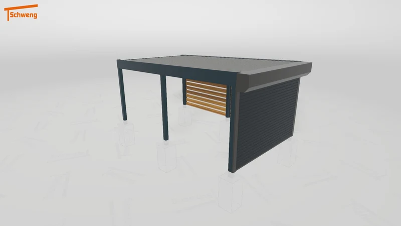 #DE Schweng Flachdachcarport C600+ (ID 85bm77)