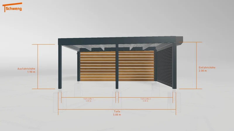 #DE Schweng Flachdachcarport C600+ (ID 85bm77)