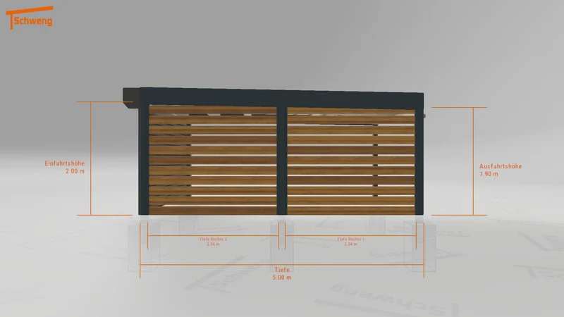 #DE Schweng Flachdachcarport C600+ (ID 85bm77)