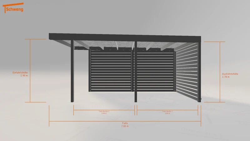 #DE Schweng Flachdachcarport C600 (ID bk847g)