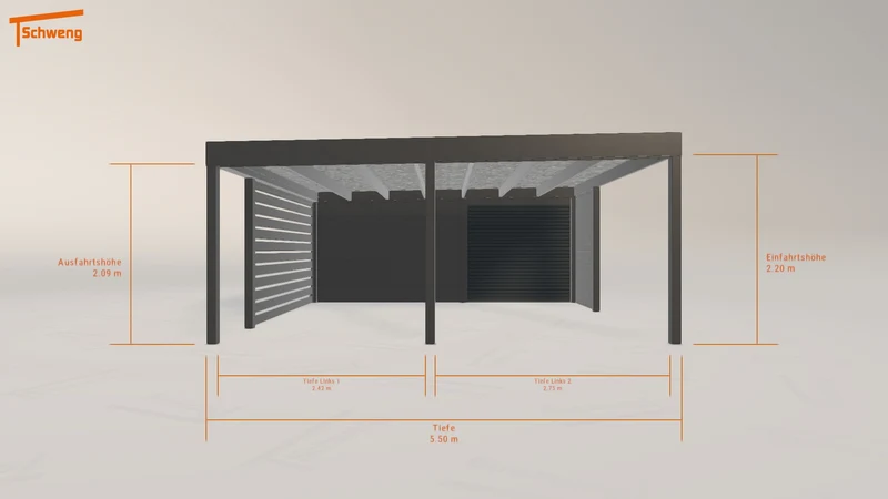 #DE Schweng Flachdachcarport C600 (ID 9wdz58)
