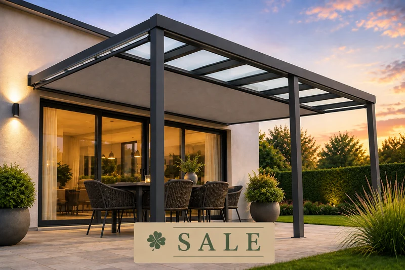 Schweng Terrassenüberdachung S400 mit Unterdachmarkise - 4,80 m x 4,03 m - inkl. Montage