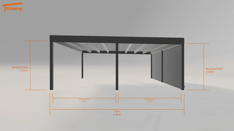 #DE Schweng Flachdachcarport C600 (ID pbd88k)