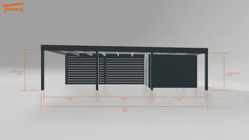 #DE Schweng Flachdachcarport C600 (ID k2yjyq)