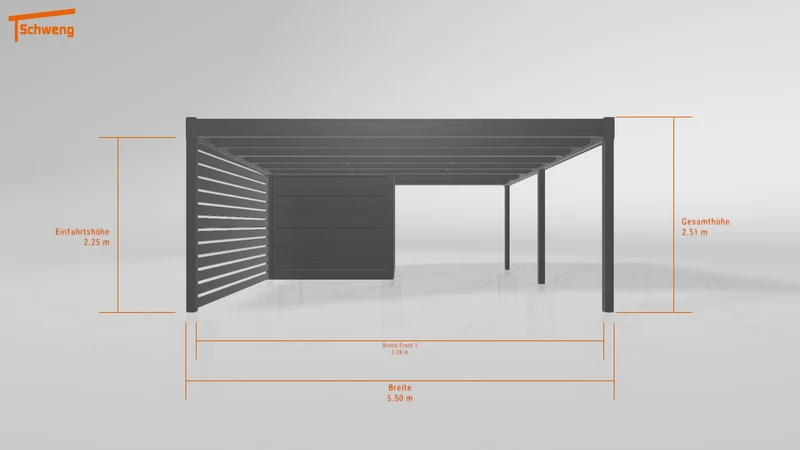 #DE Schweng Flachdachcarport C600+ (ID dv3578)