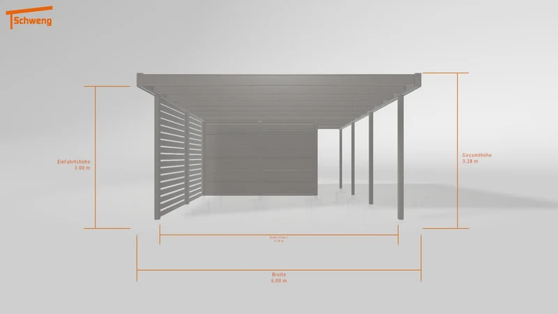 #DE Schweng Flachdachcarport C600 (ID 338dpw)