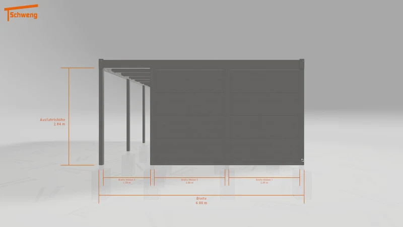 #DE Schweng Flachdachcarport C600 (ID 338dpw)