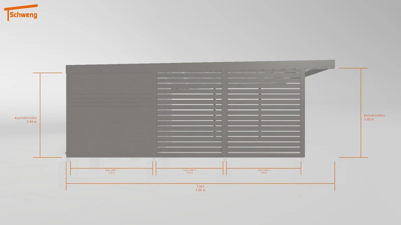 #DE Schweng Flachdachcarport C600 (ID 338dpw)