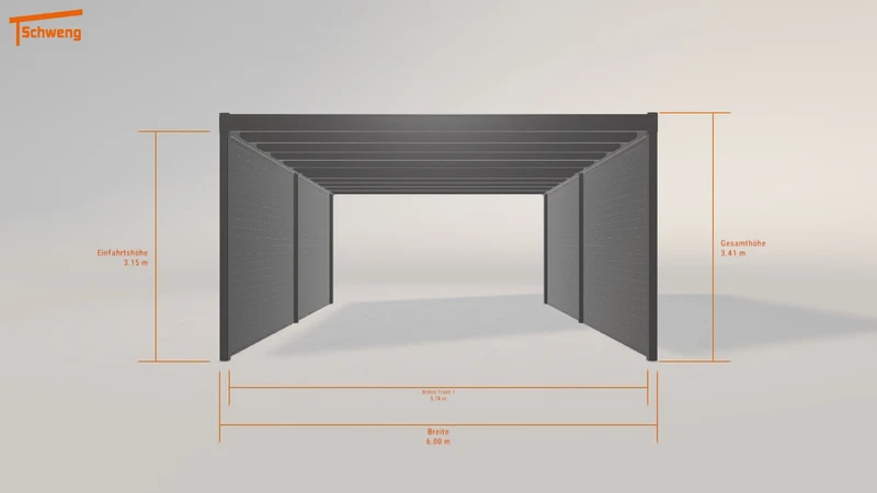 #DE Schweng Flachdachcarport C600+ (ID 9wp279)