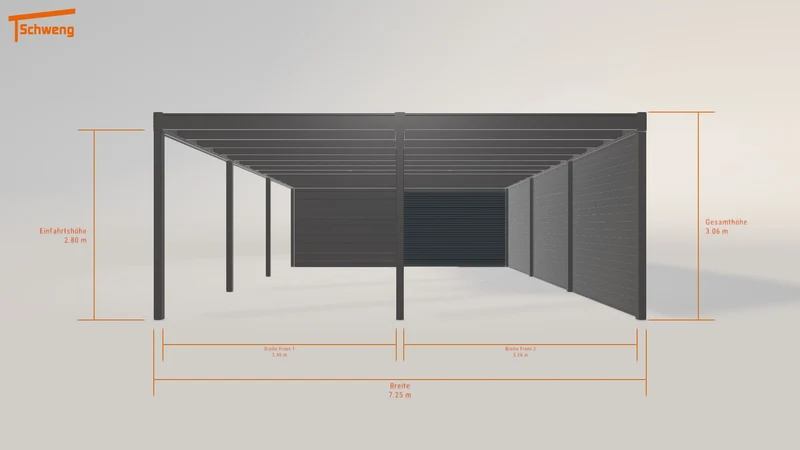 #DE Schweng Flachdachcarport C600+ (ID 9wdb45)