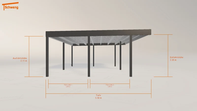 #DE Schweng Flachdachcarport C600 (ID 33gx2y)